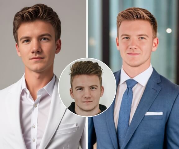 two male professional headshots generated from selfies