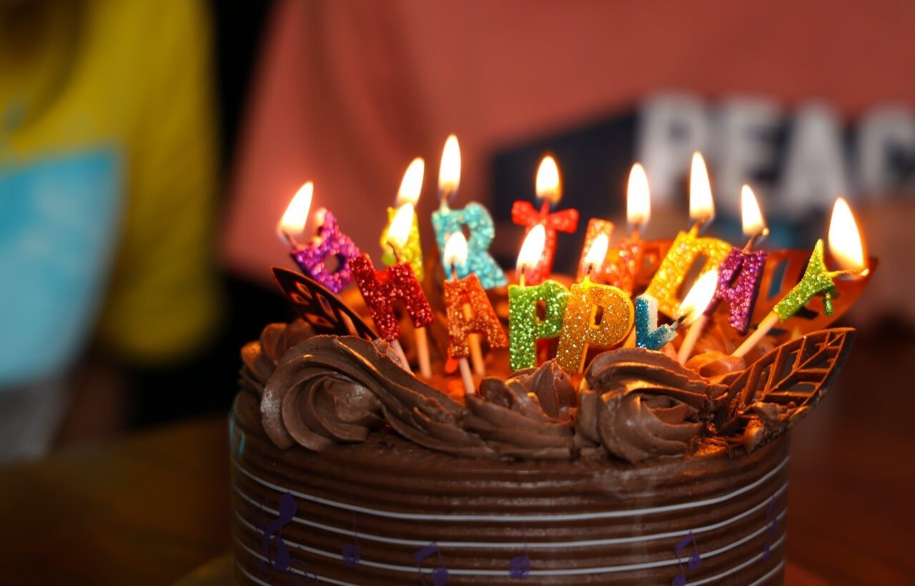 most beautiful birthday cake with candle