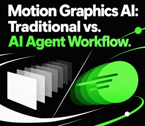 A blog cover about motion graphics workflow with traditional and ai assisted production concepts