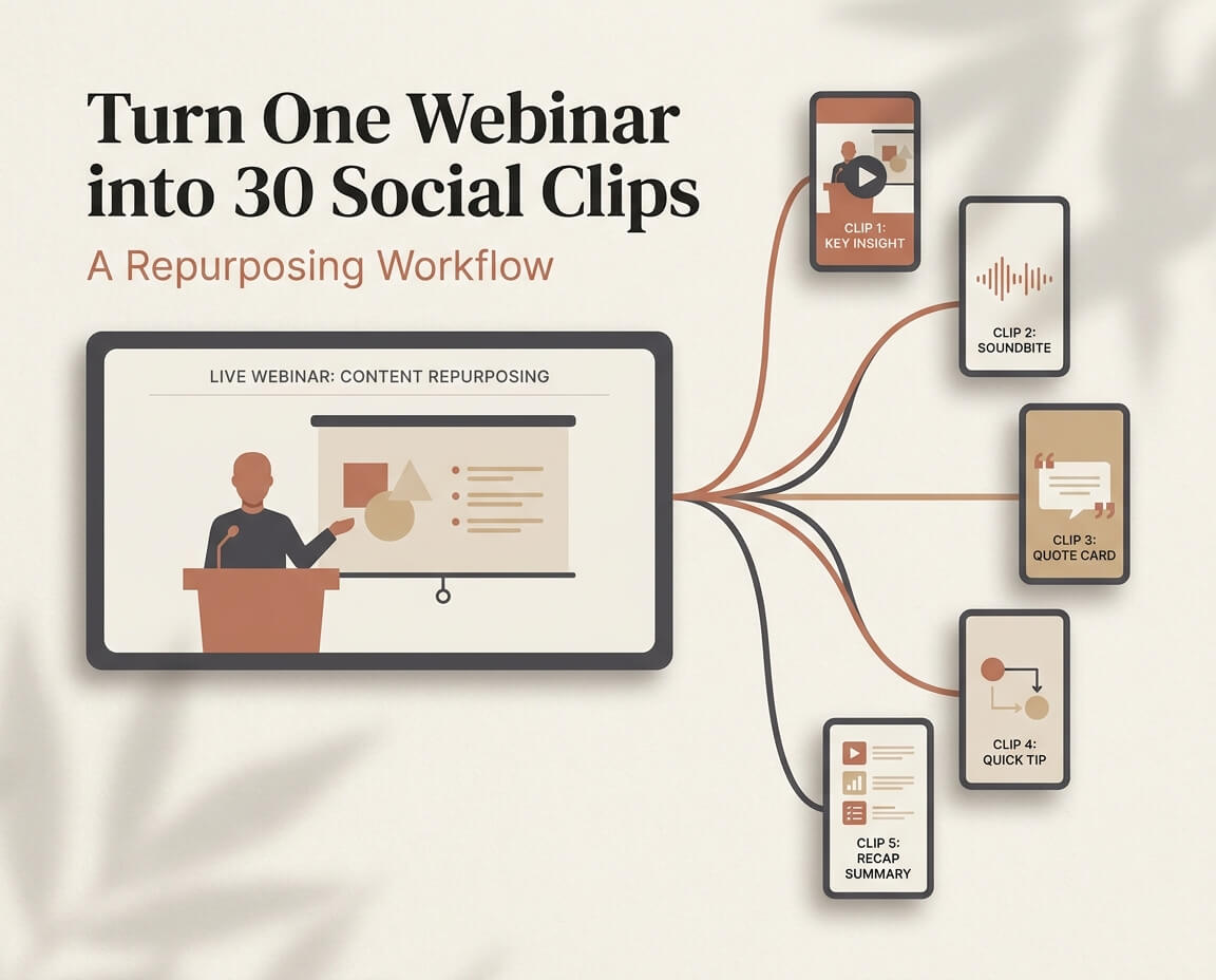 A blog cover about webinar content being turned into multiple social media clips