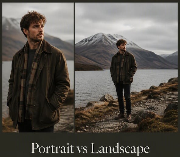 A fotor blog header about a comparison image of a man in portrait and landscape