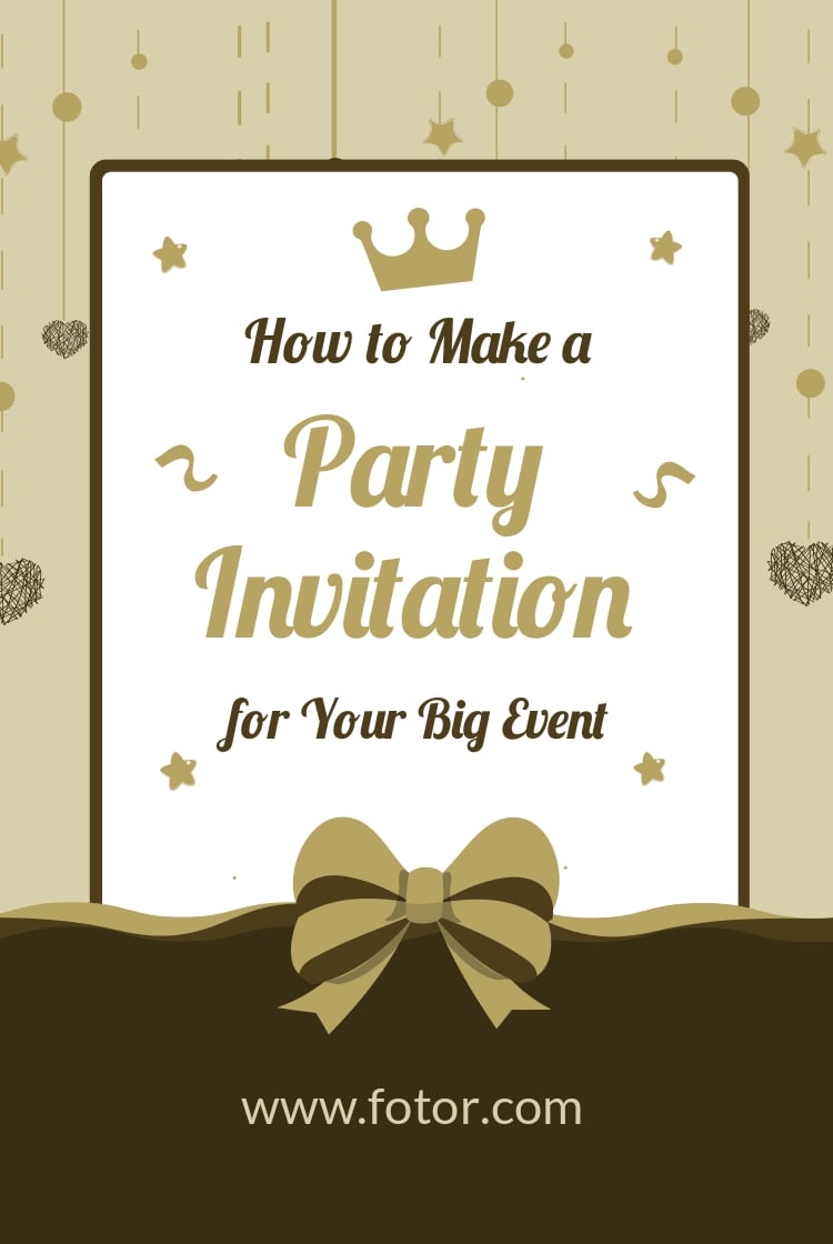 Brown party invitation with bun