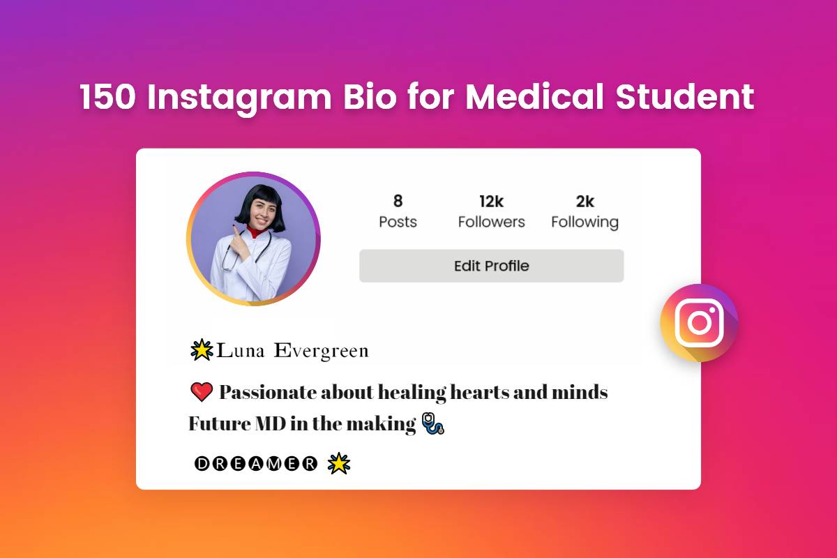Craft a stunning instagram bio as a medical student in fotor