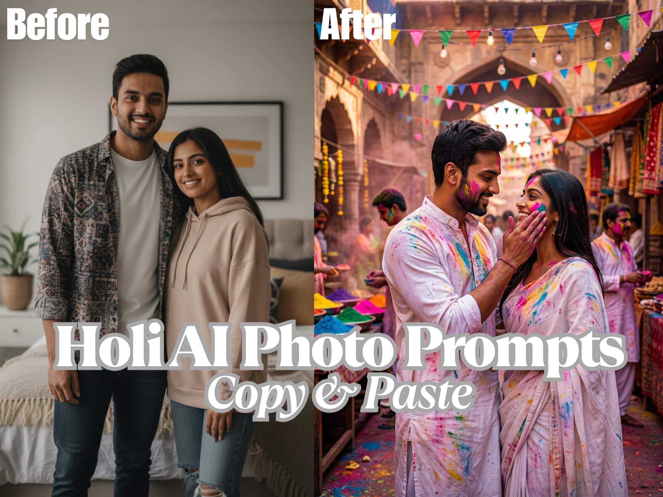 The banner image of a blog about holi ai photo editing prompts