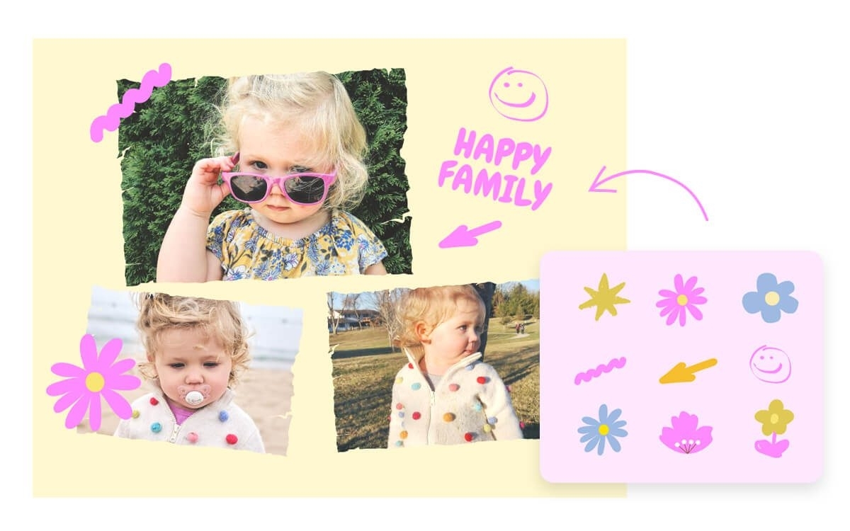 Use sticker to decorate child photos