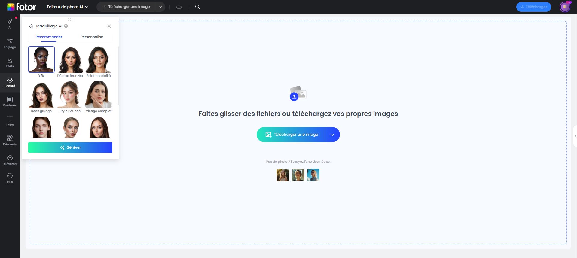 étape 1 démarrer la générateur de maquillage IA et importer une photo