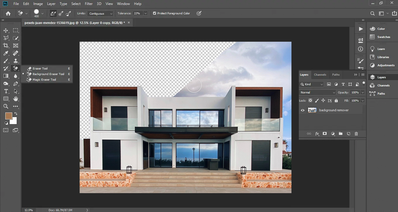 how to remove background from real estate images in Photoshop