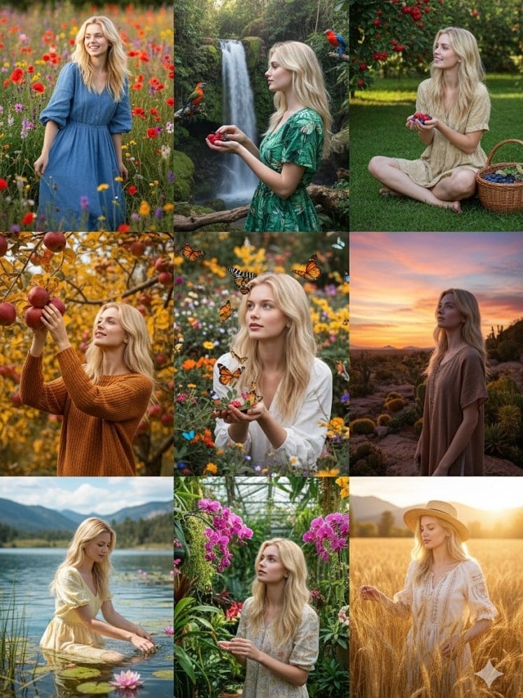 AI生成图像：九宮格肖像