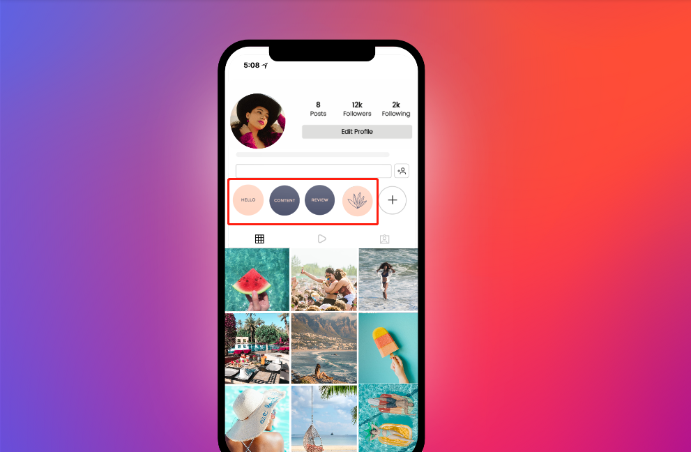 4 instagram highlights on instagram profile page