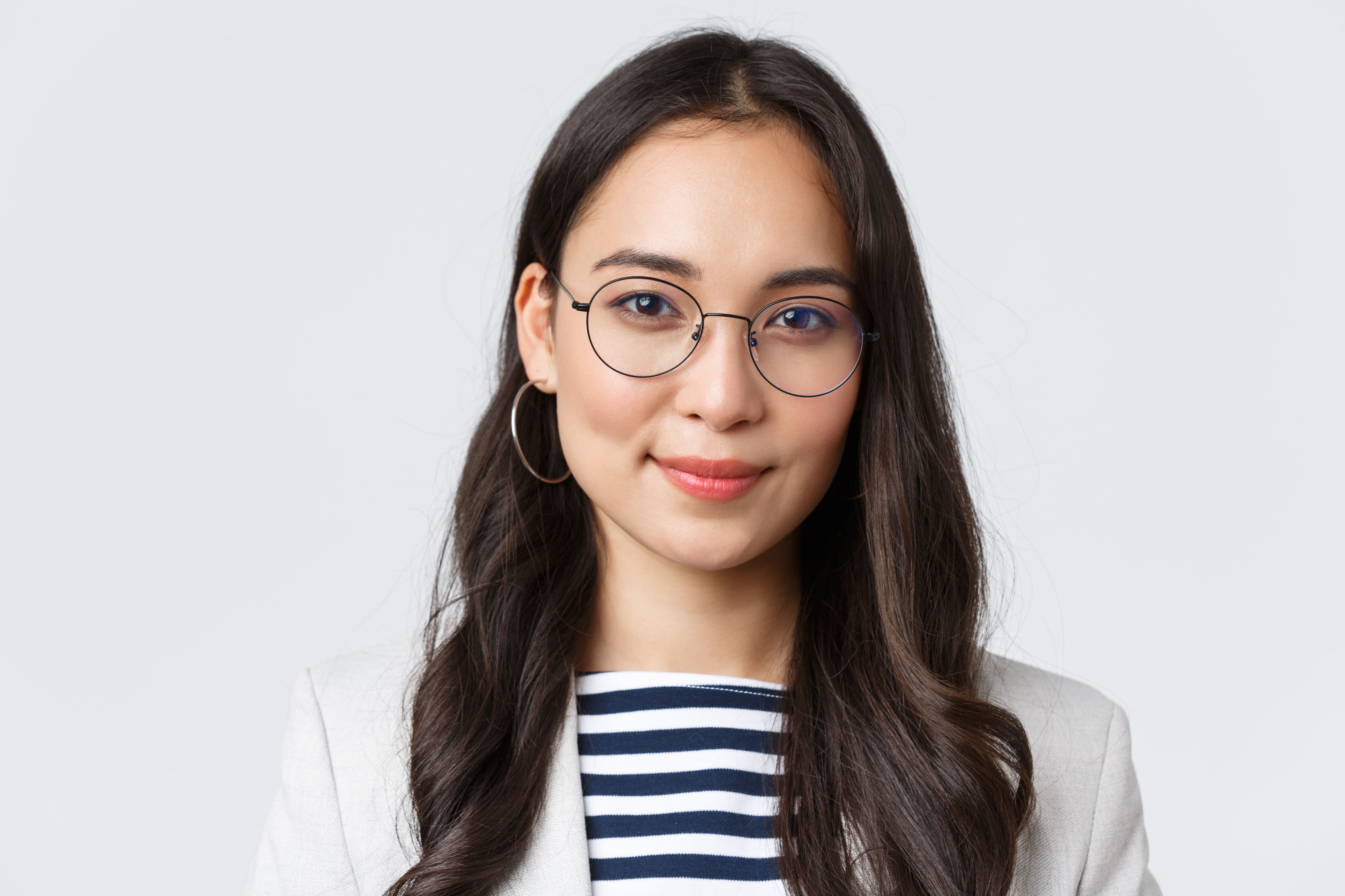 A business lady wearing glasses