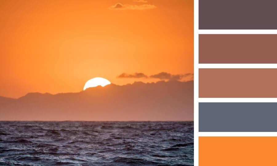 A color palette taken from an ocean sunset