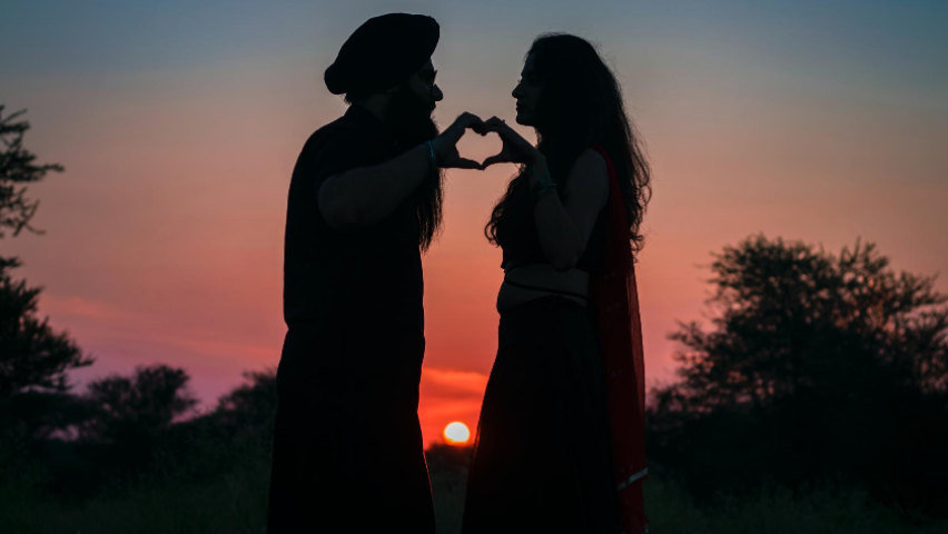 Casual couple posing outdoor in sunset Stock Photo by ©SolominViktor  96630240