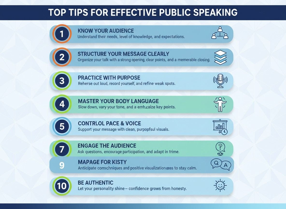 A list infographic about tips for pucblic speaking