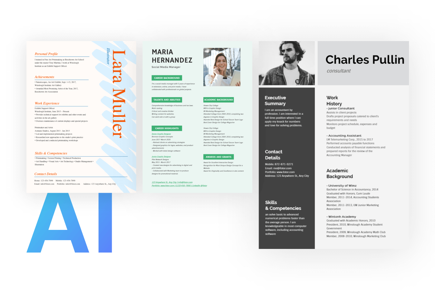 AI-generated resume designs