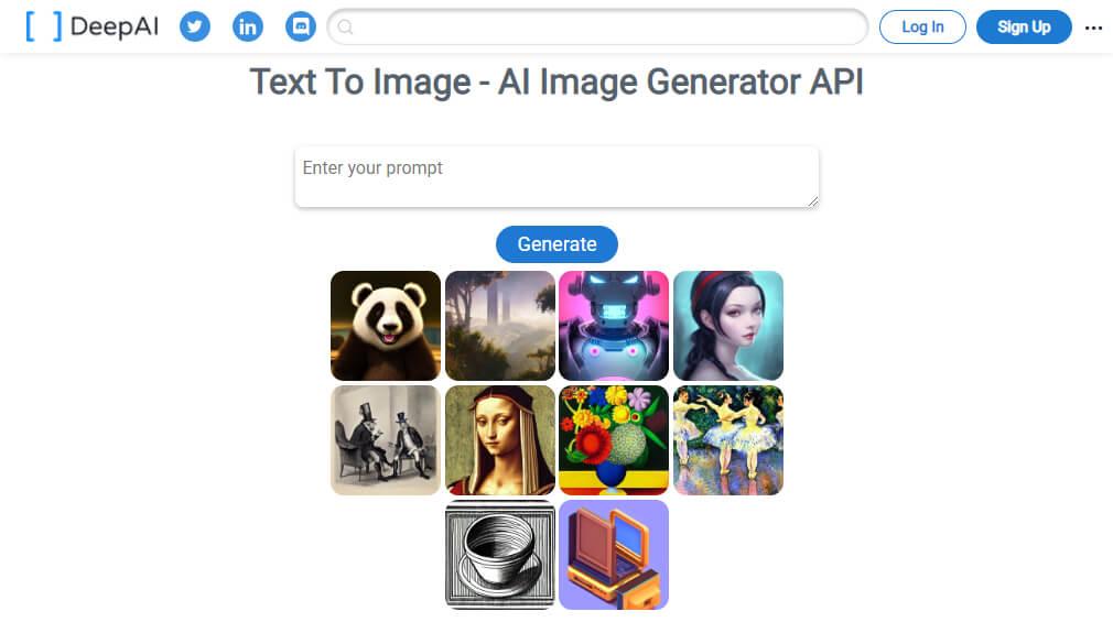 Gerador de imagens AI - DeepAI