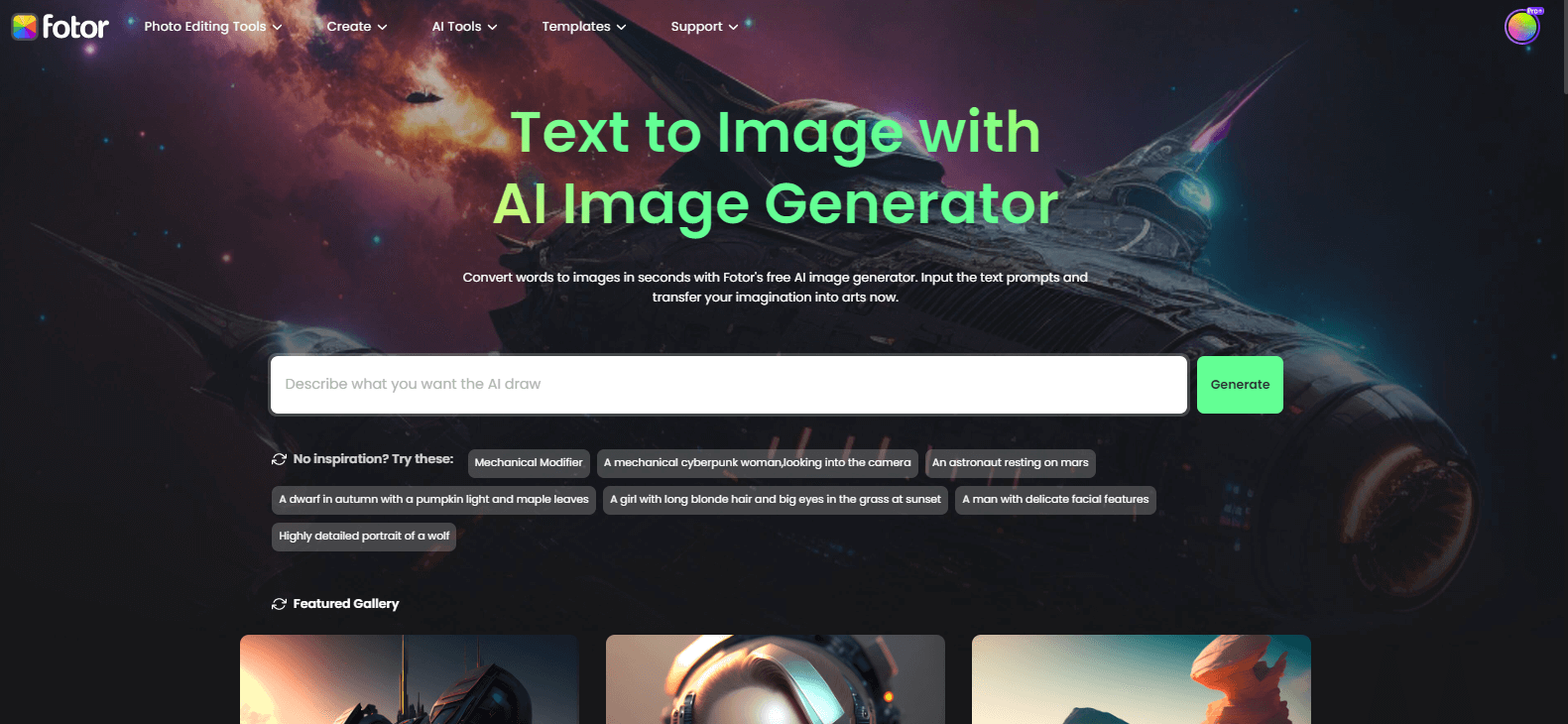 Fotor's AI image generator