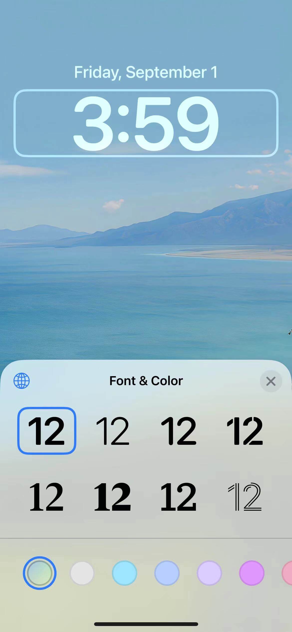 Adjust the font and color of the time in iPhone lock screen