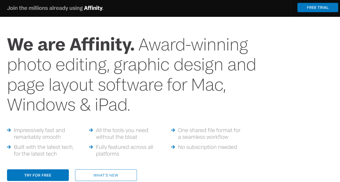 affinity webpage