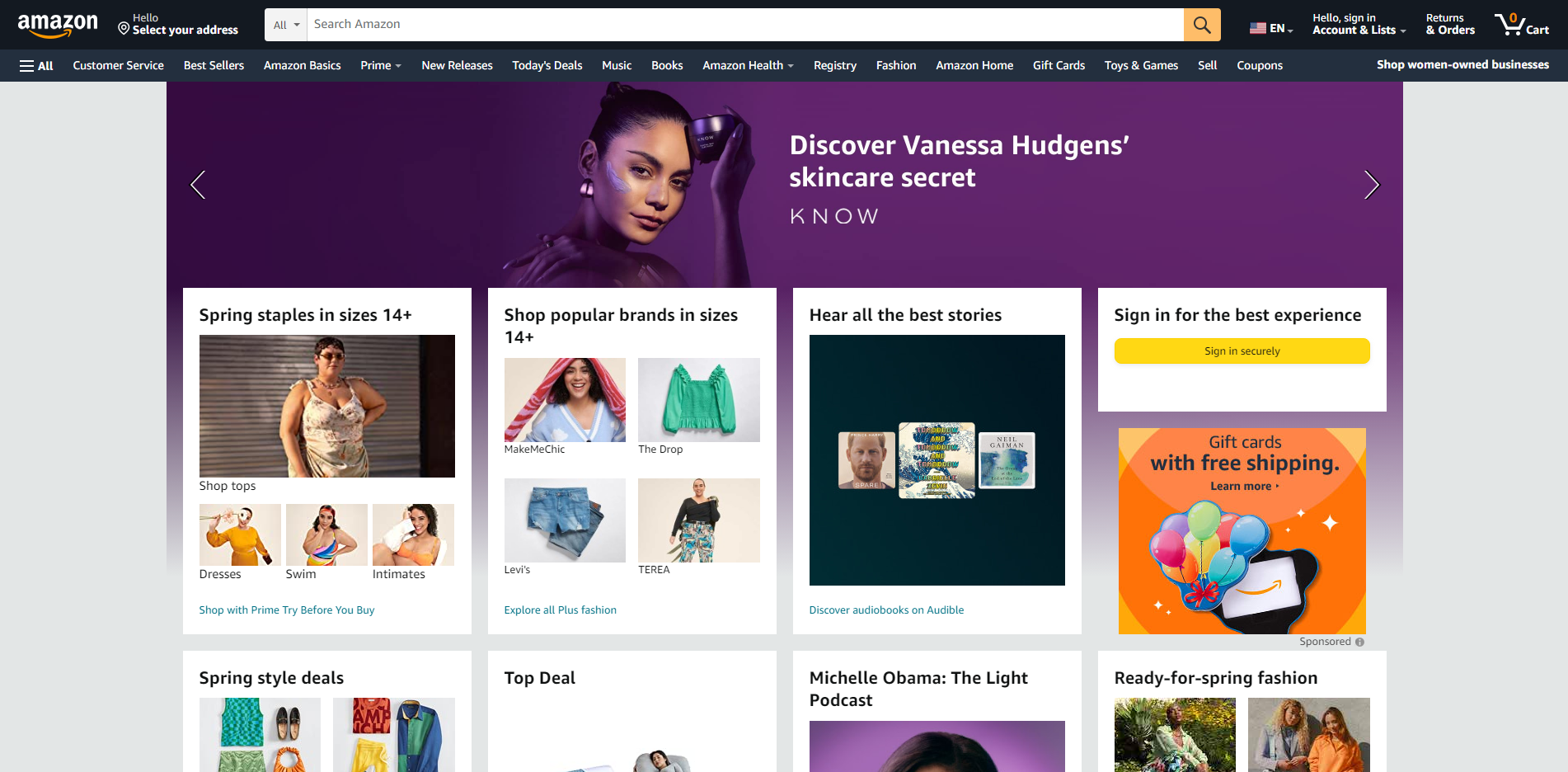 amazon shopping homepage online