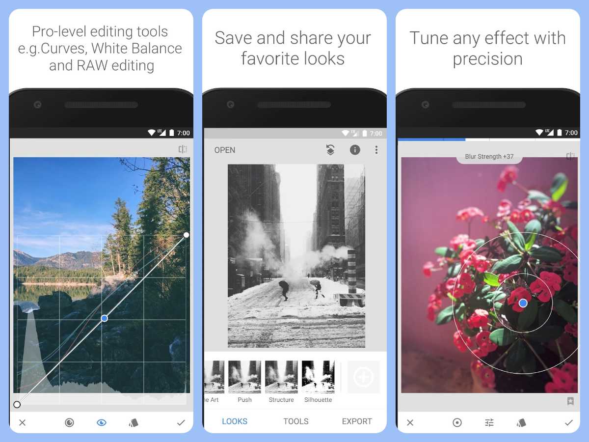 Application pour retoucher les photos gratuite de Snapseed