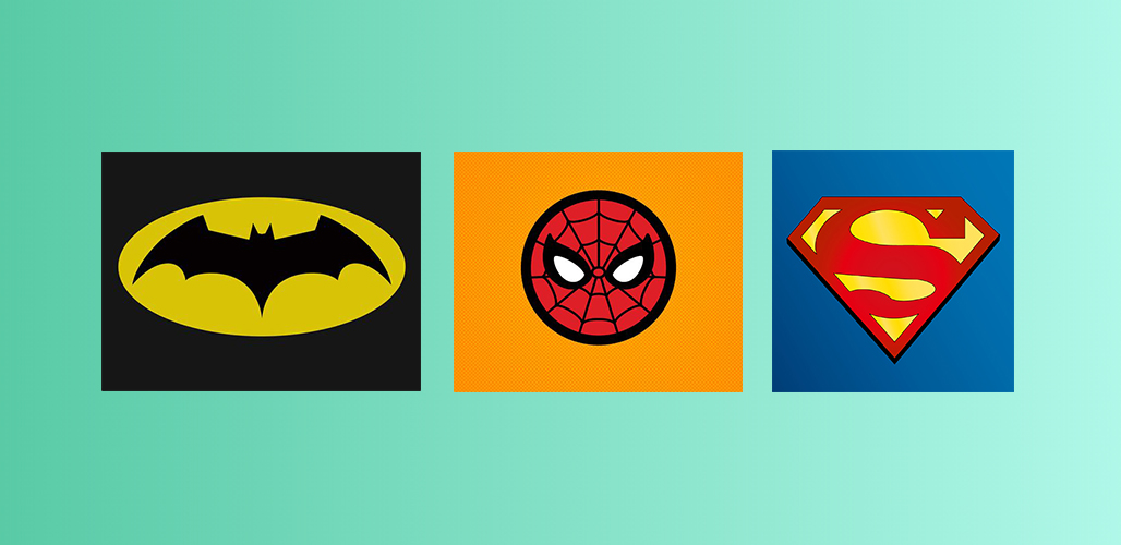 Batman, Spiderman, Superman logo