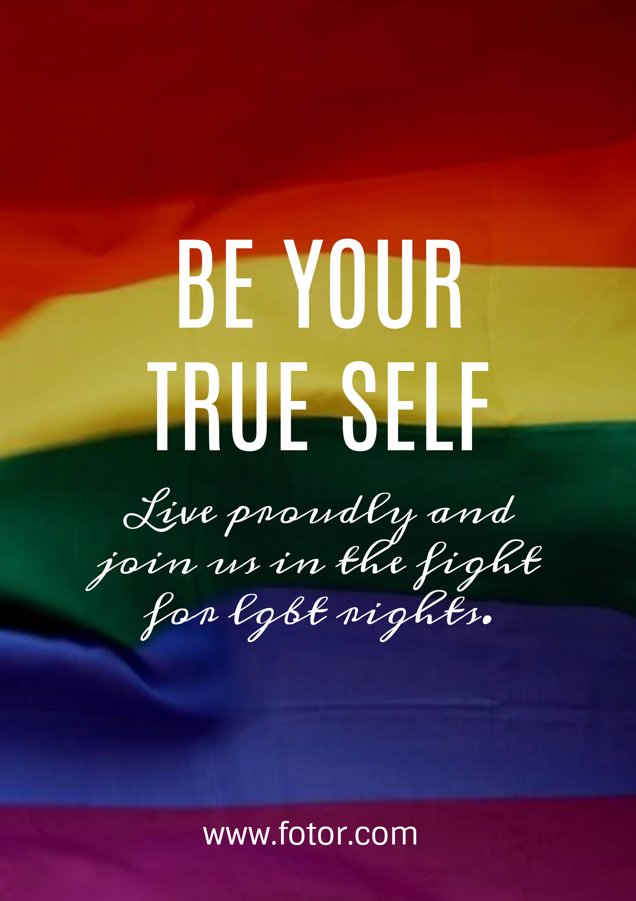 Be Your True Self Rainbow Flag Quote