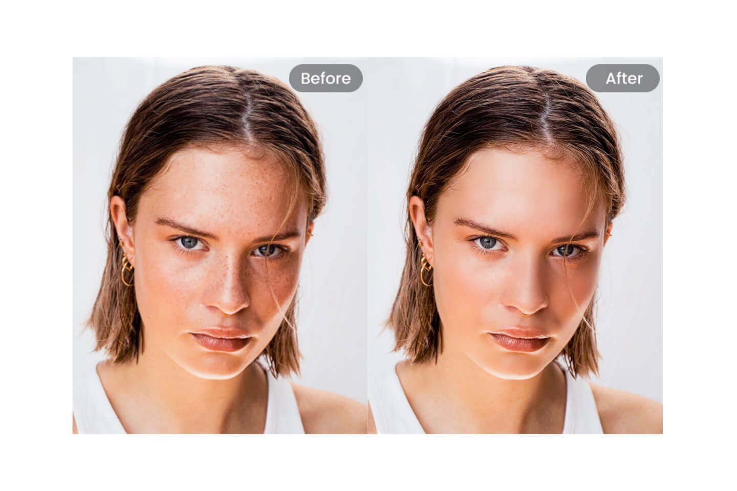 Before and after photos of retouching with Fotor