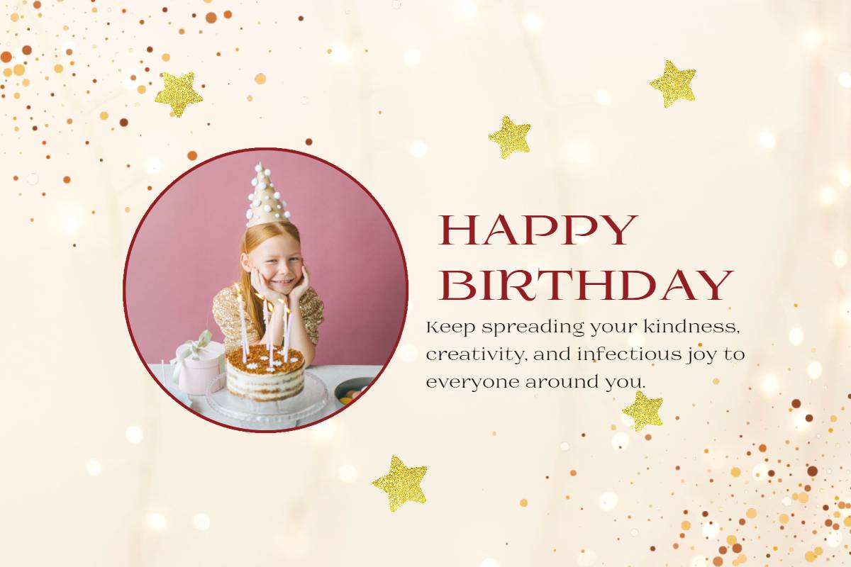 Beige And Gold Modern Happy Birthday Card