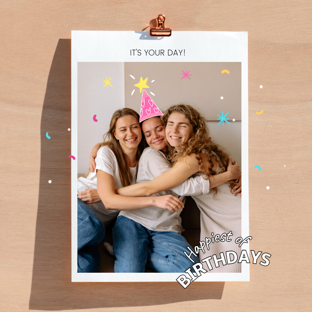 a birthday post with three girls