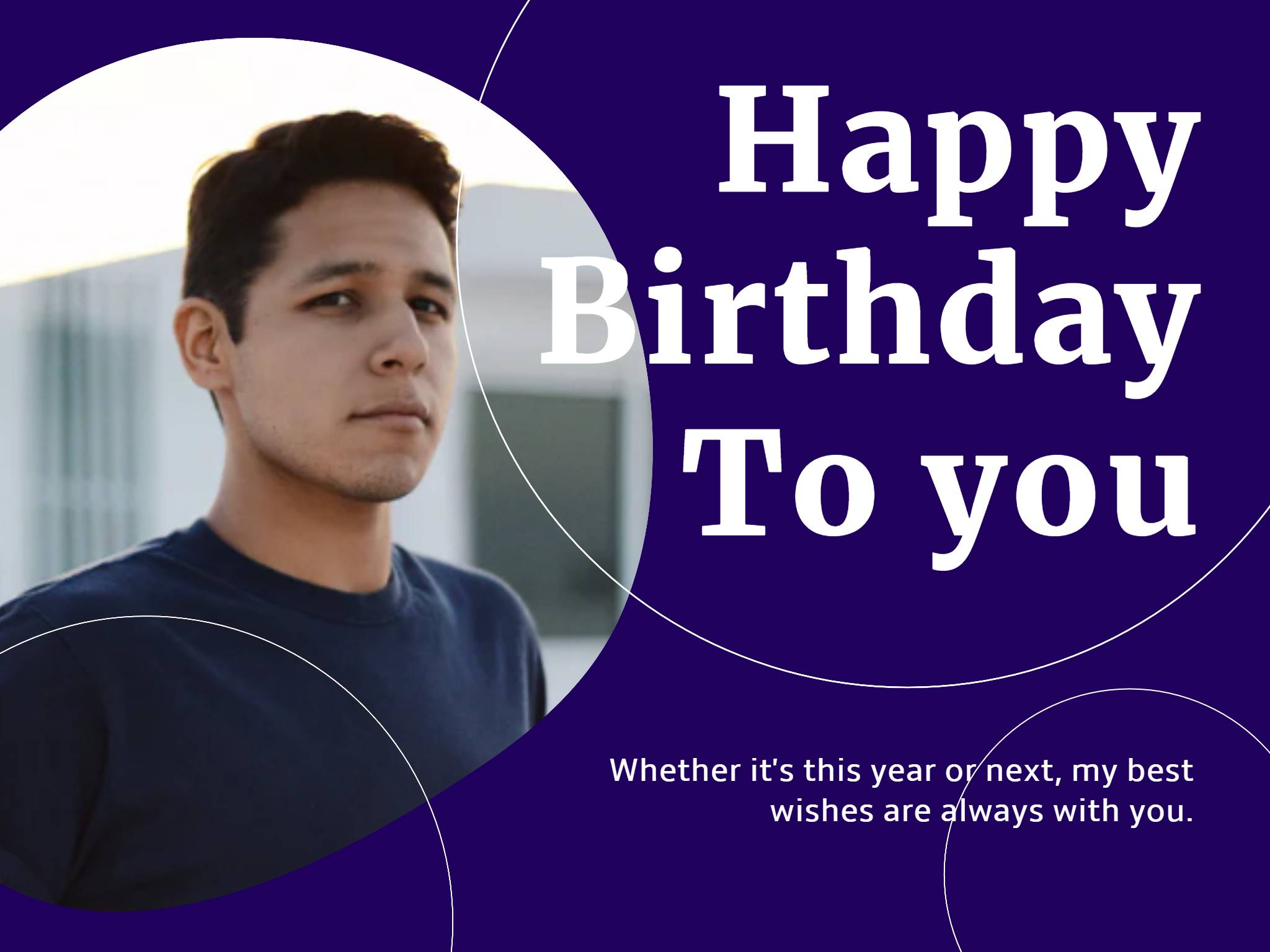 purple birthday card with a boy