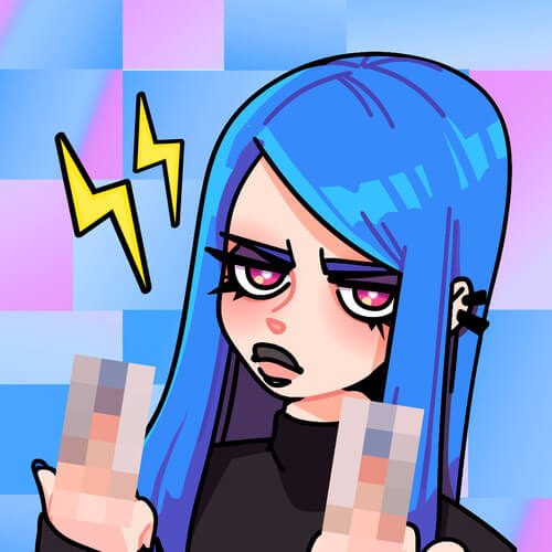 Blue Angry Cool Girl Anime Discord PFP