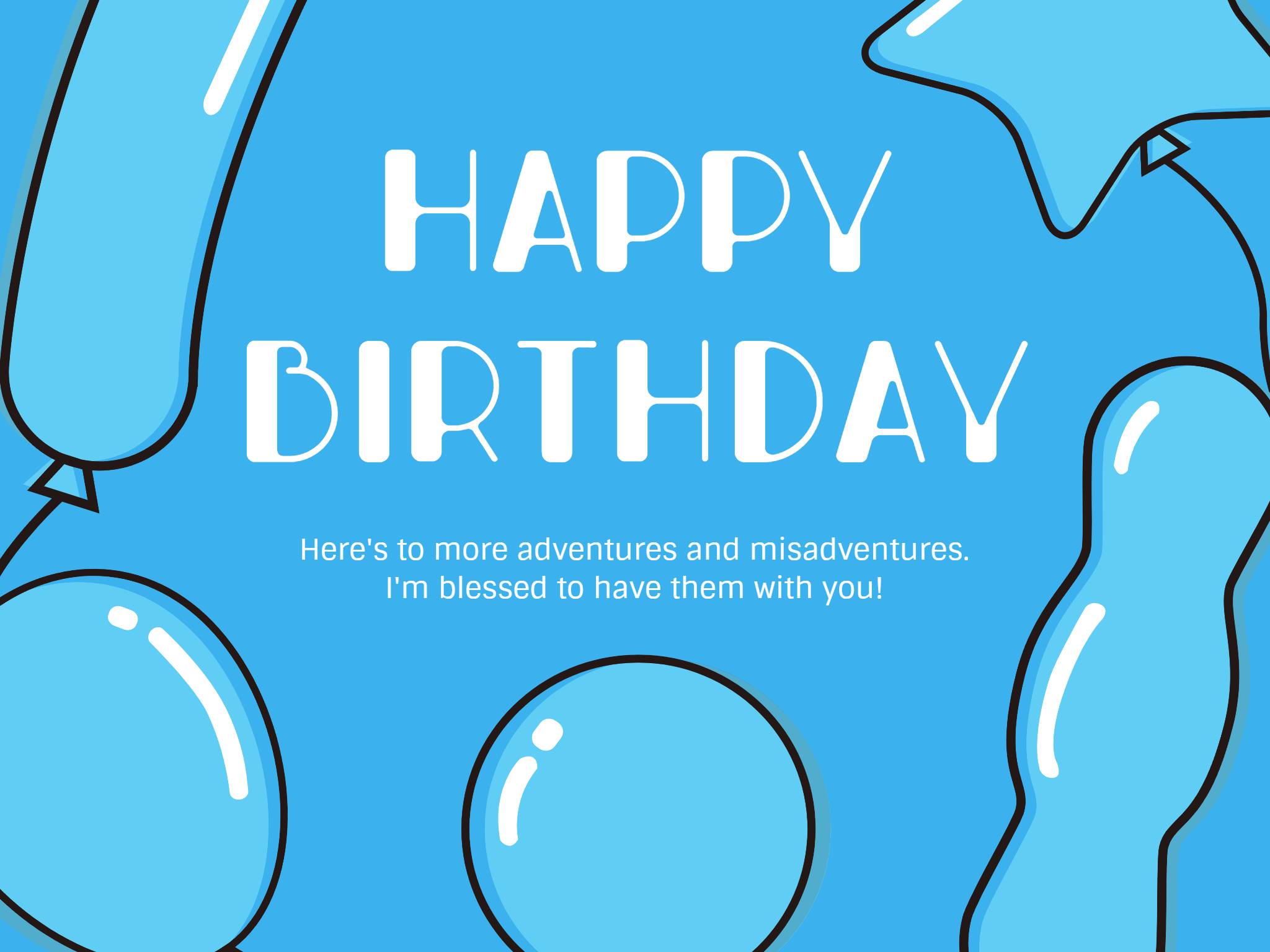 blue cartoon birthday card for boy