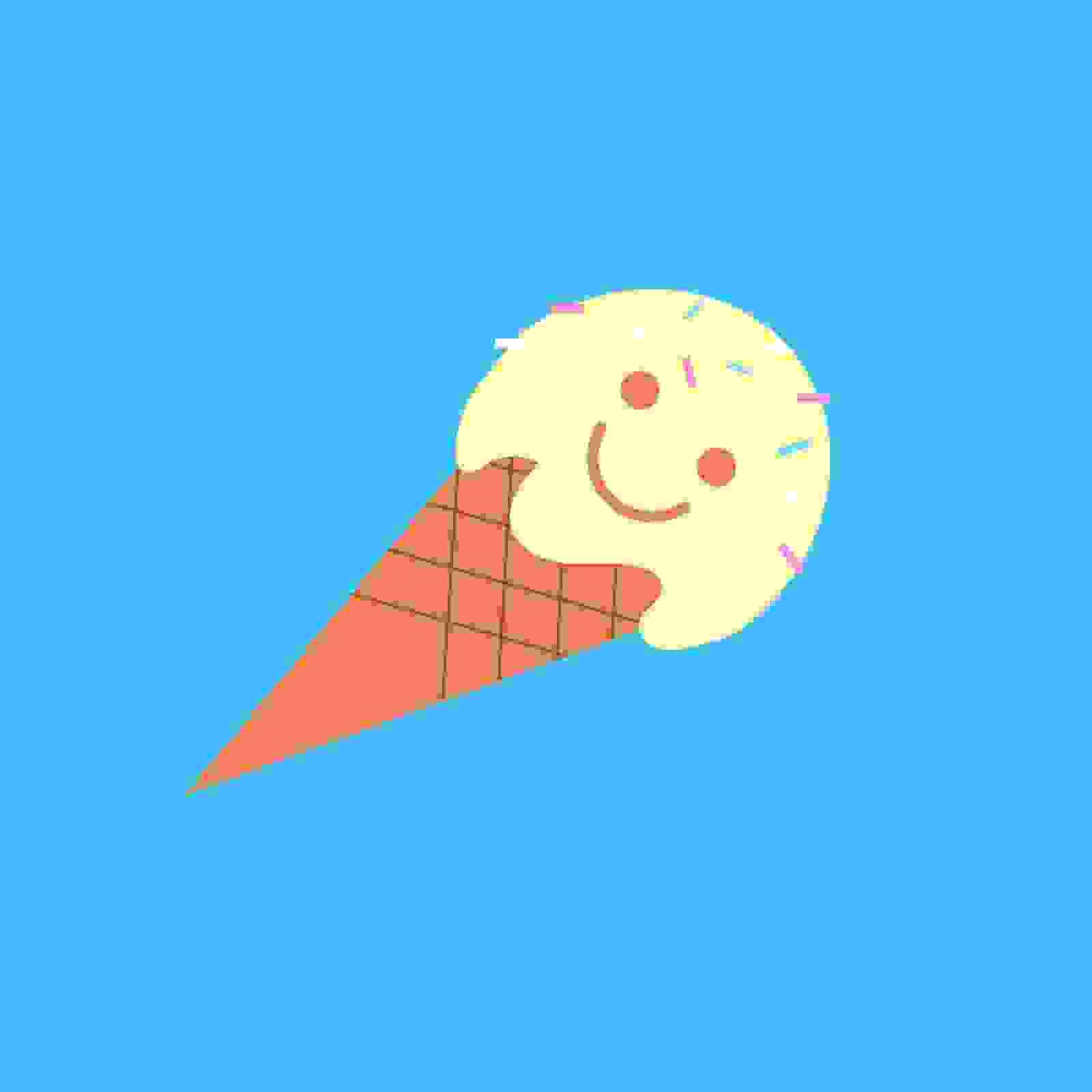 Blue Cartoon Smiley Ice Cream Cute Discord PFP