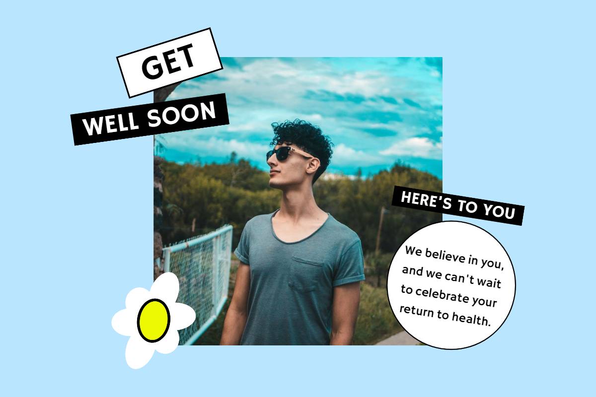 Blue Get Well Soon Card for Him