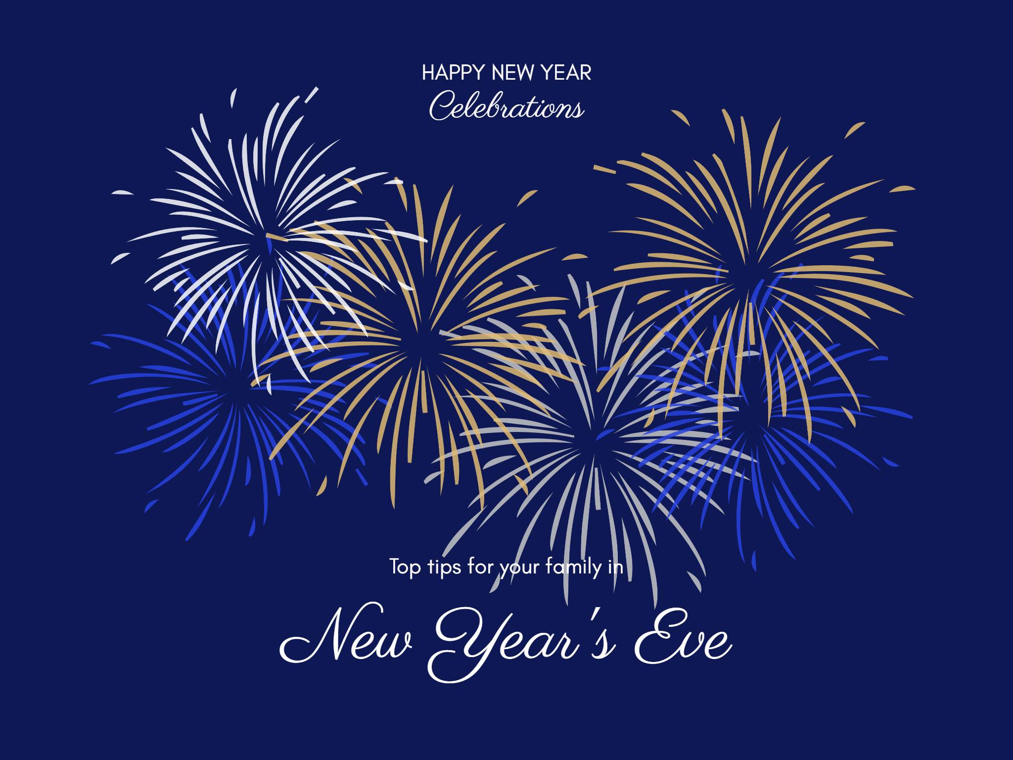 Blue New Year Firework Card Template