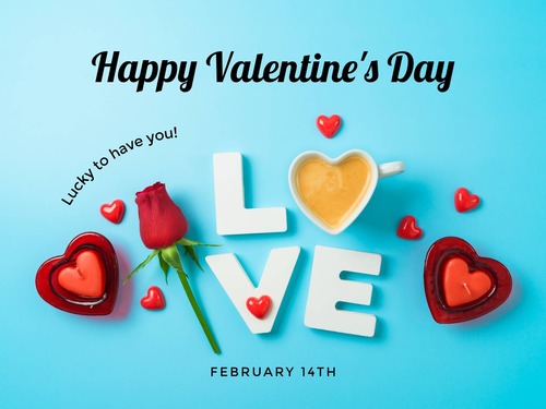Blue Simple Happy Valentine's Day Card