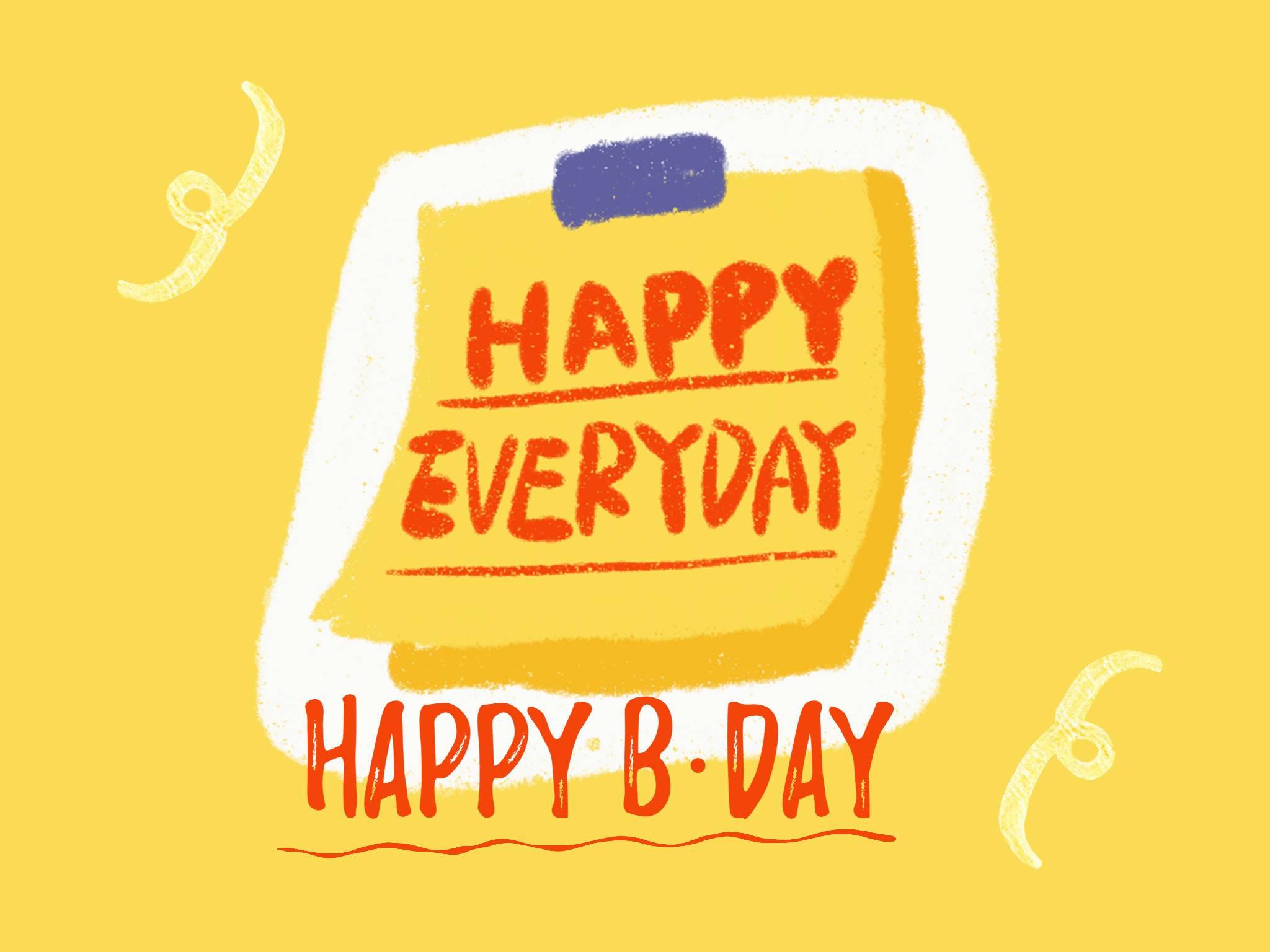 Cartoon Yellow Happy Birthday Card Template