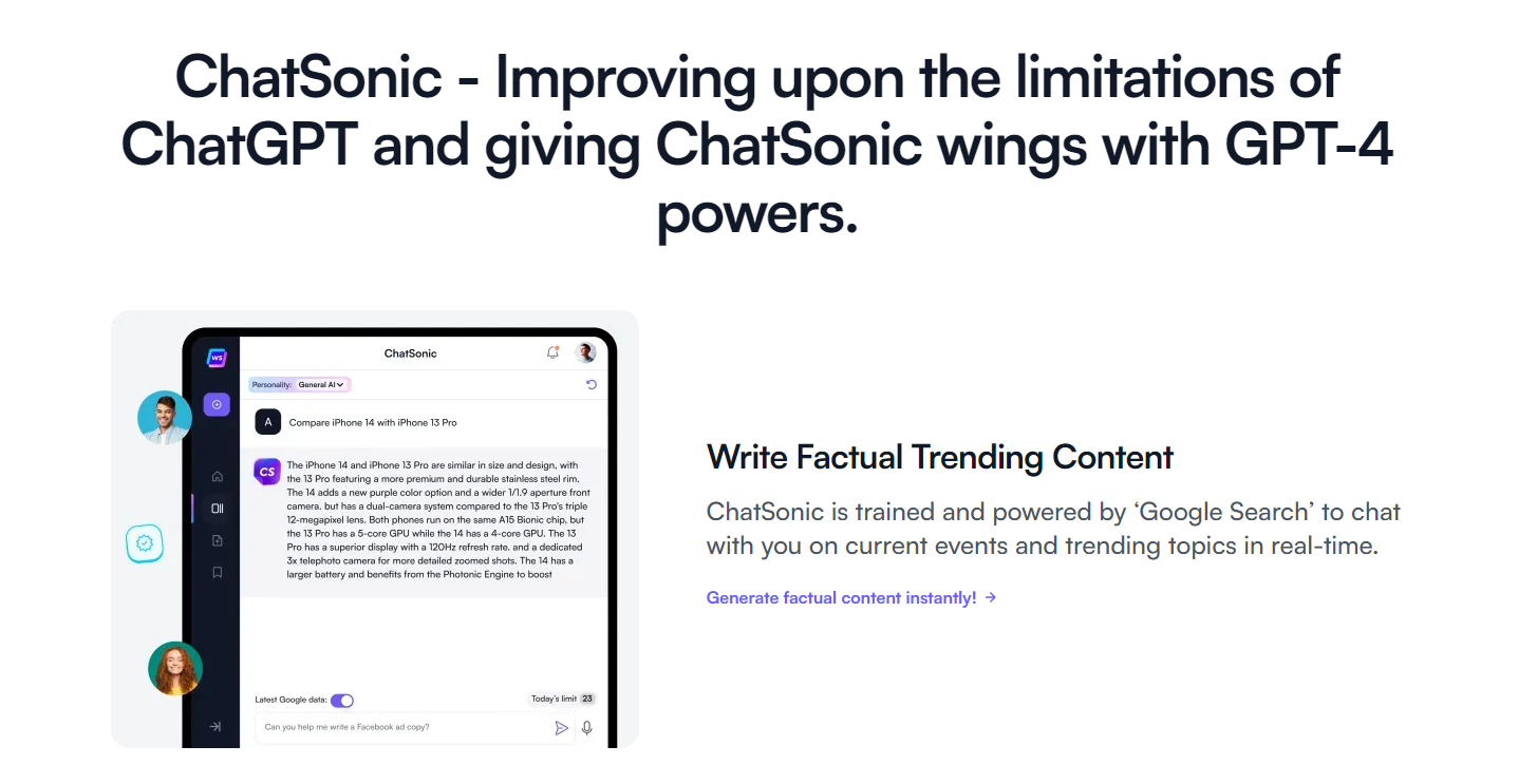 ChatSonic homepage