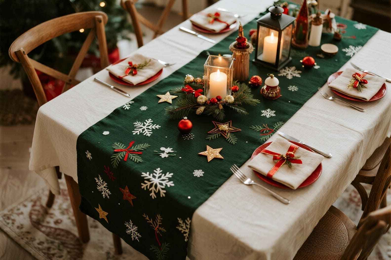 Chemin de table ou nappe festifs