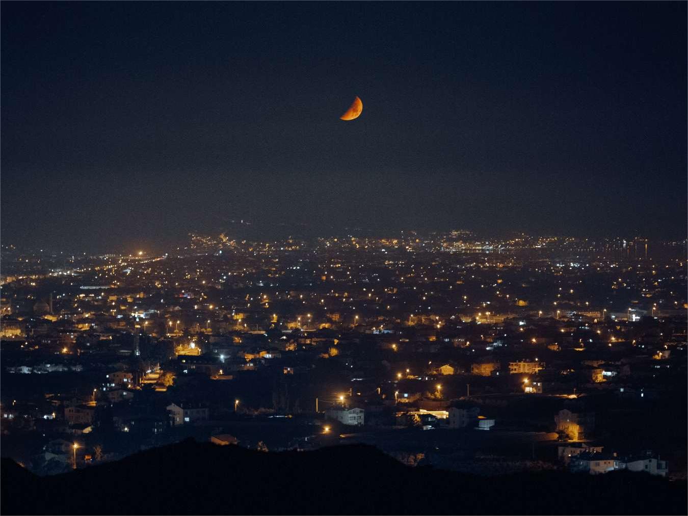 City light and moon