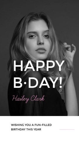 Classic Black and White Happy Birthday Instagram Story Template