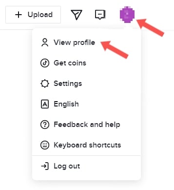 Click the profile picture icon and click View profile