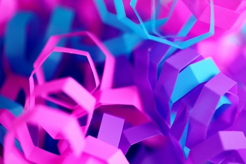 Close up shot of colorful paper party ribbon
