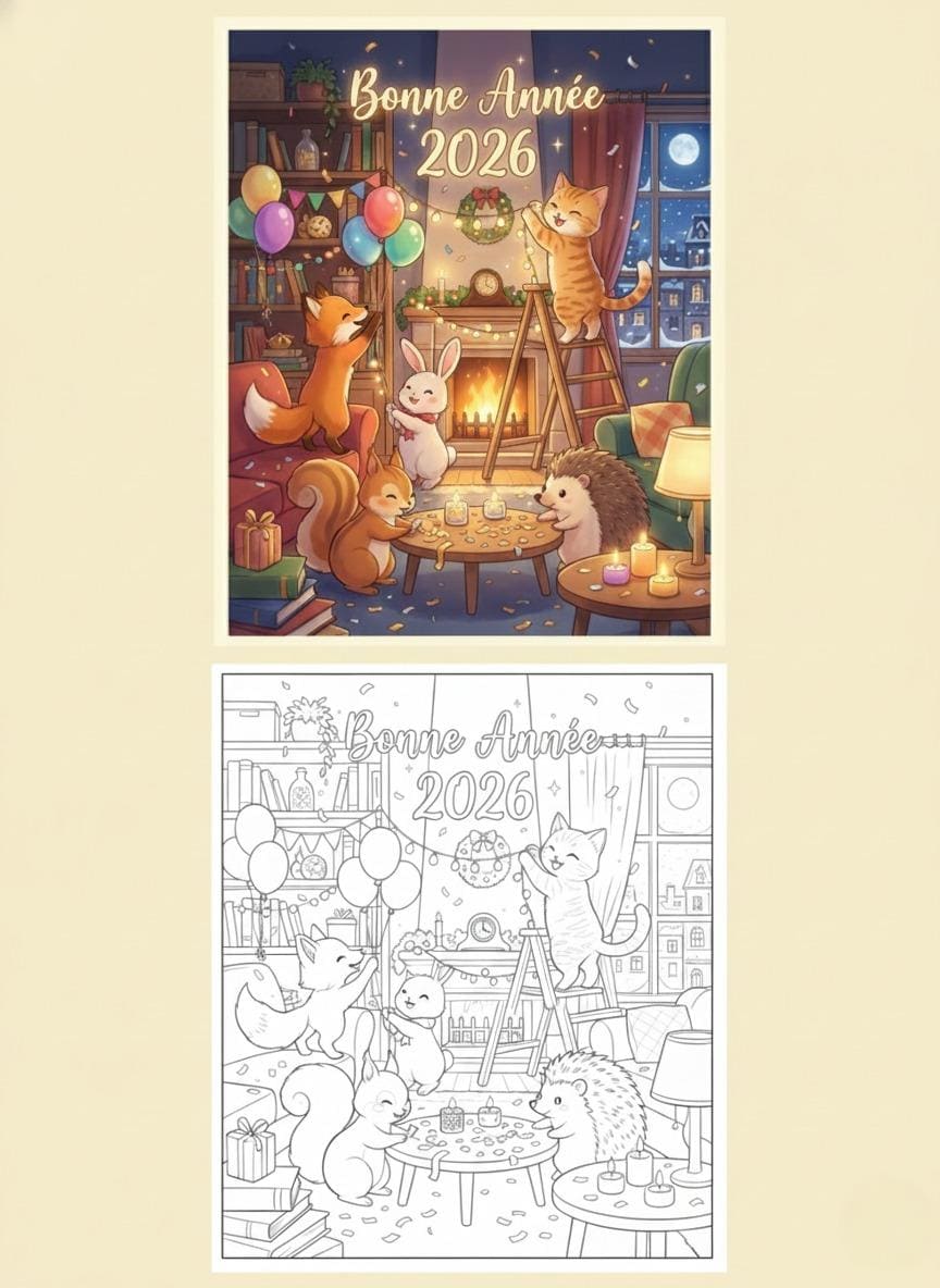 Coloriage bonne année 2026