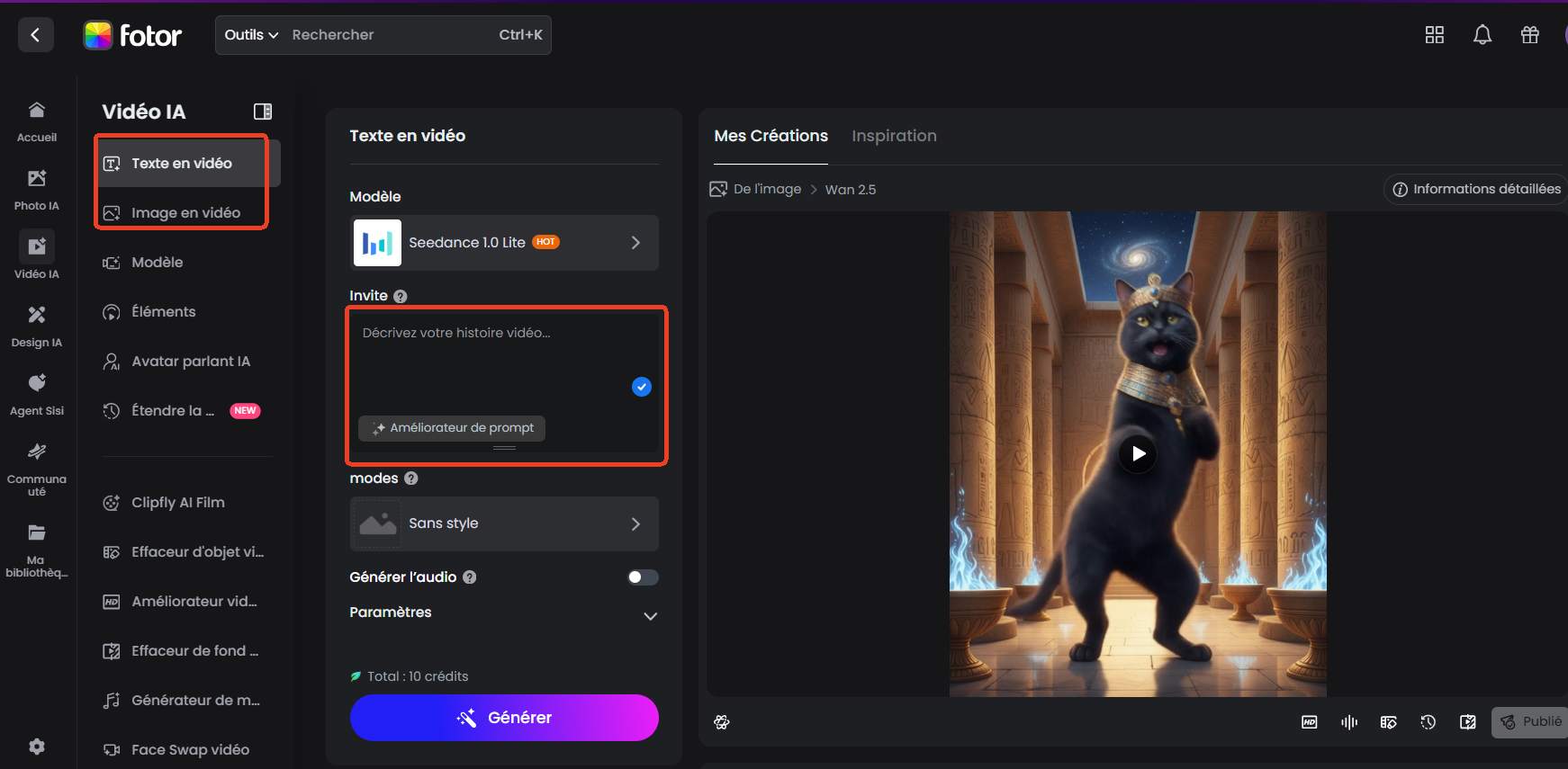Comment créer votre vidéo IA humour avec le générateur de vidéo IA de Fotor 2