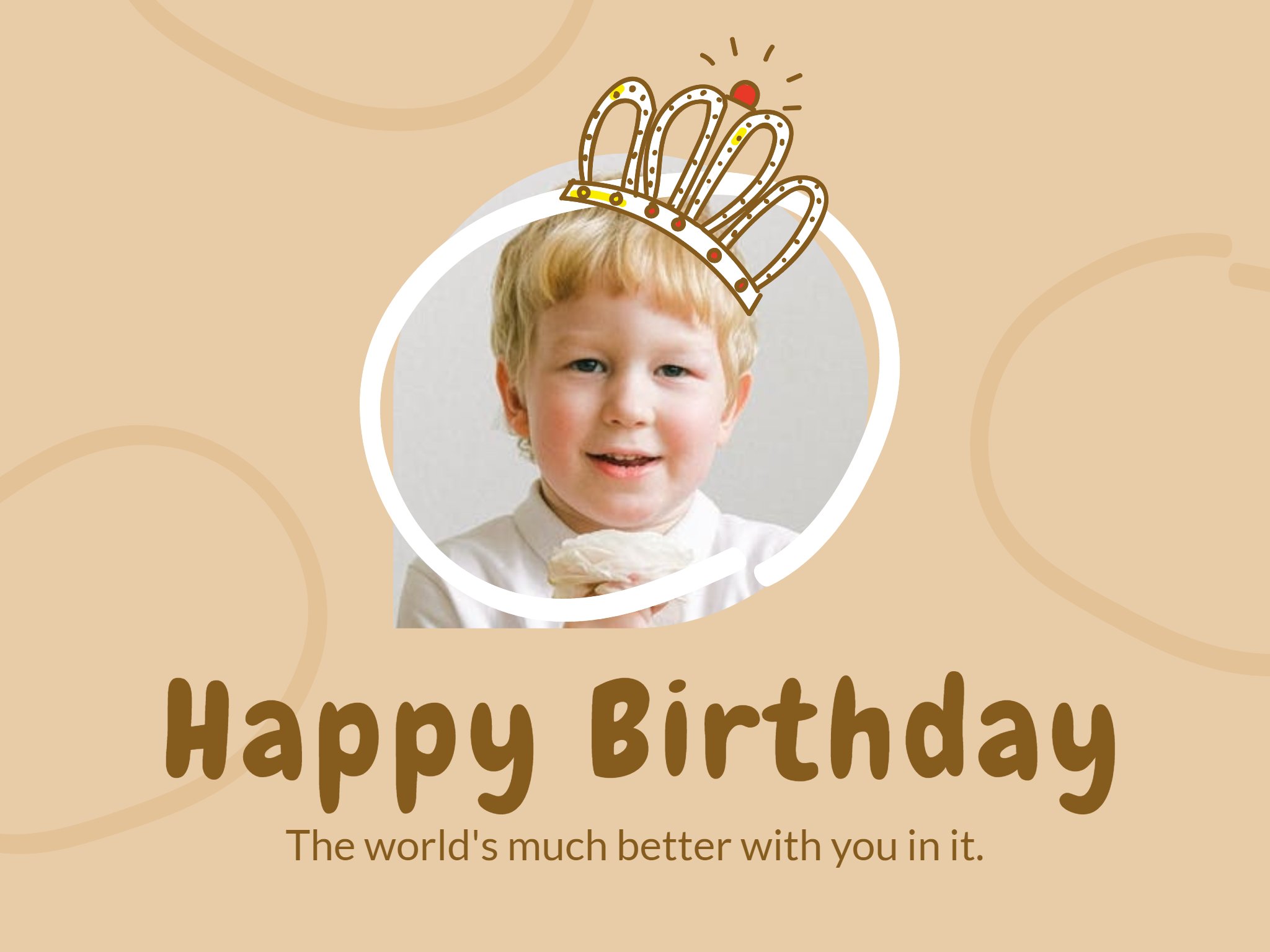 a little boy with crown happy birthday card