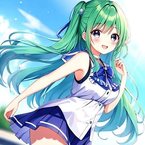 Cute Anime Girl with Green Hair Discord PFP