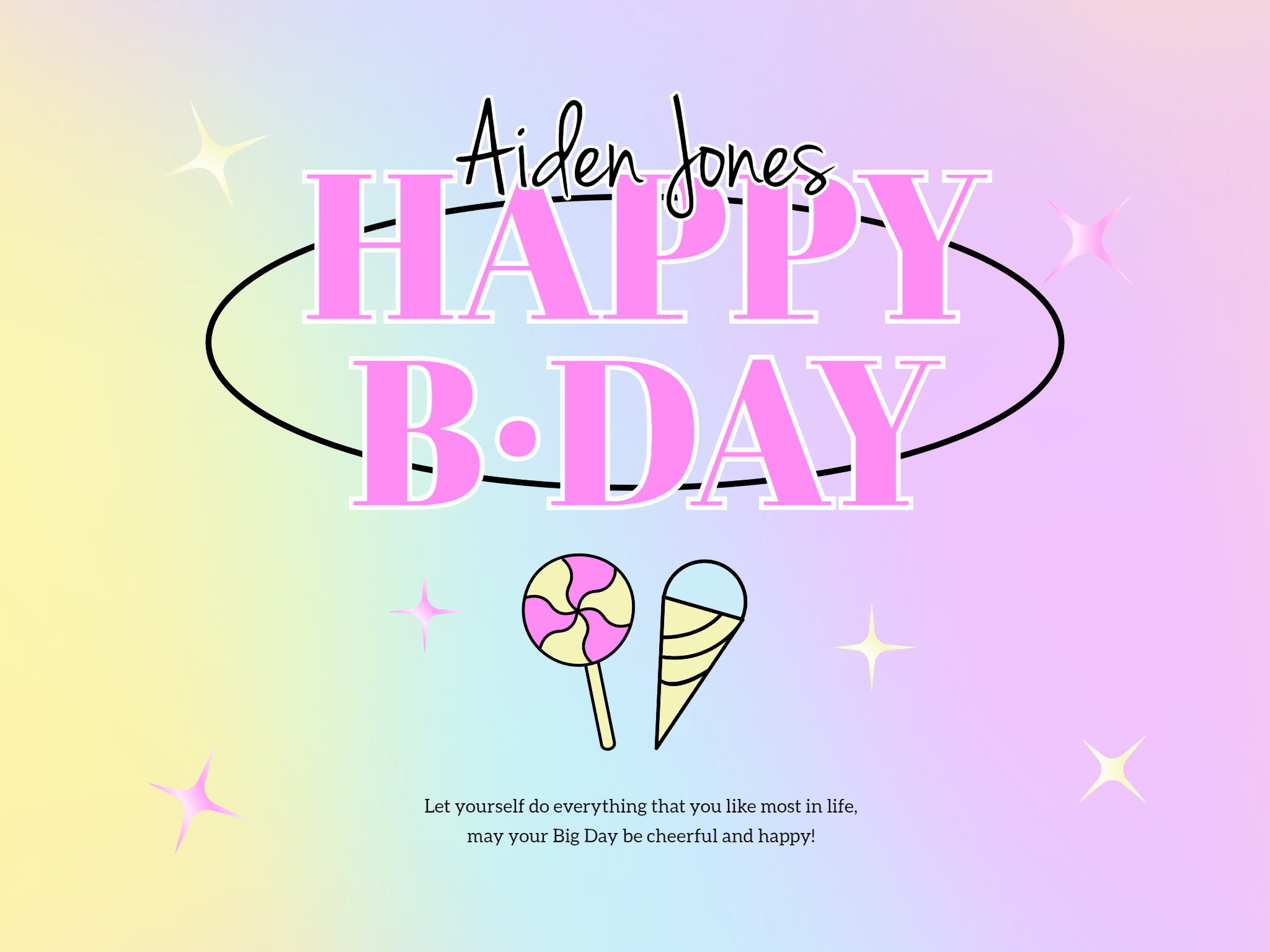 a cute birthday card with some cartoon gradient