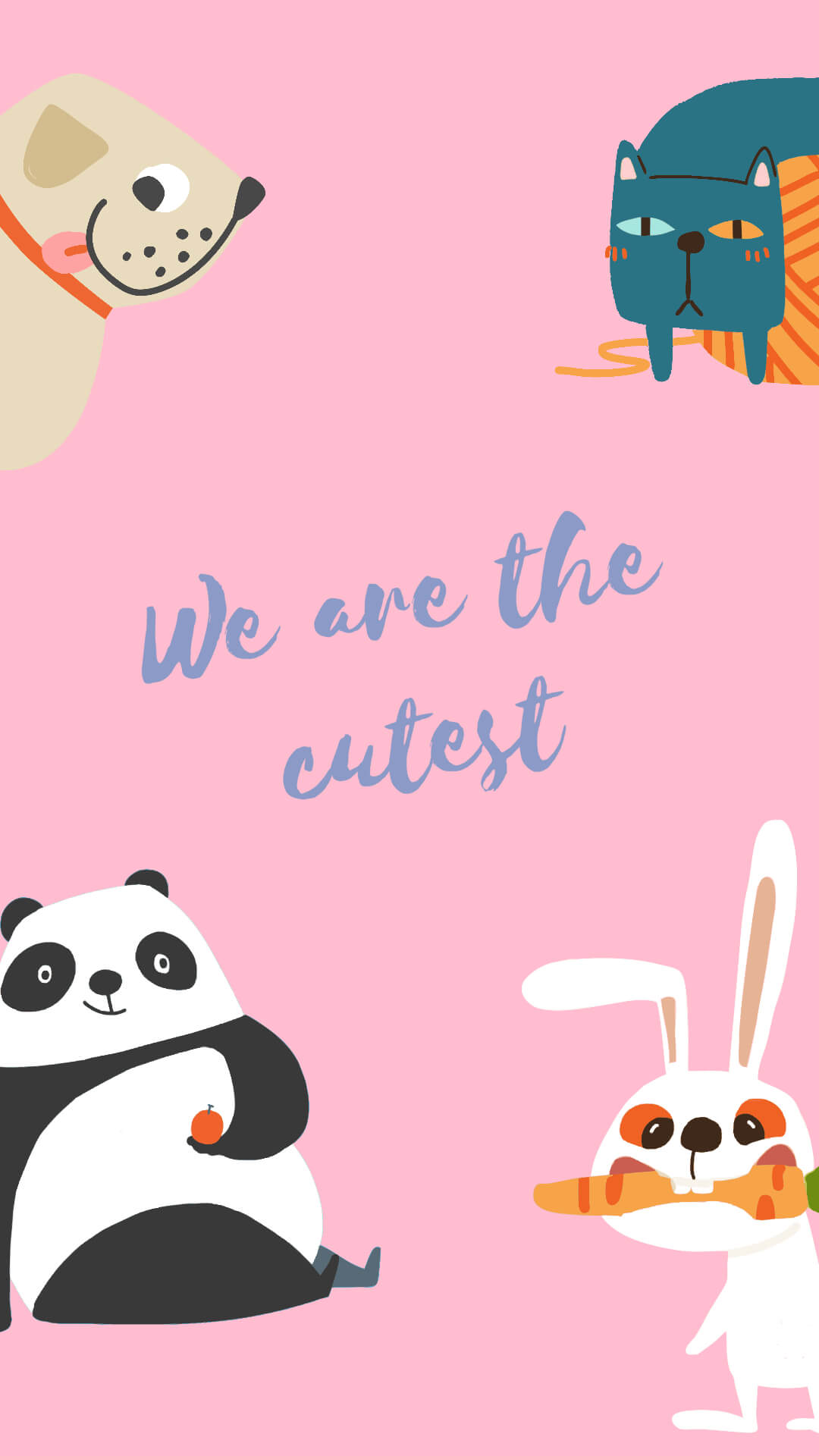 Cute Pink Animal Phone Wallpaper