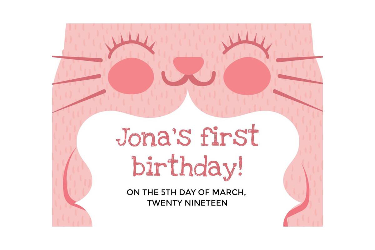 Cute Pink Cat Birthday Card